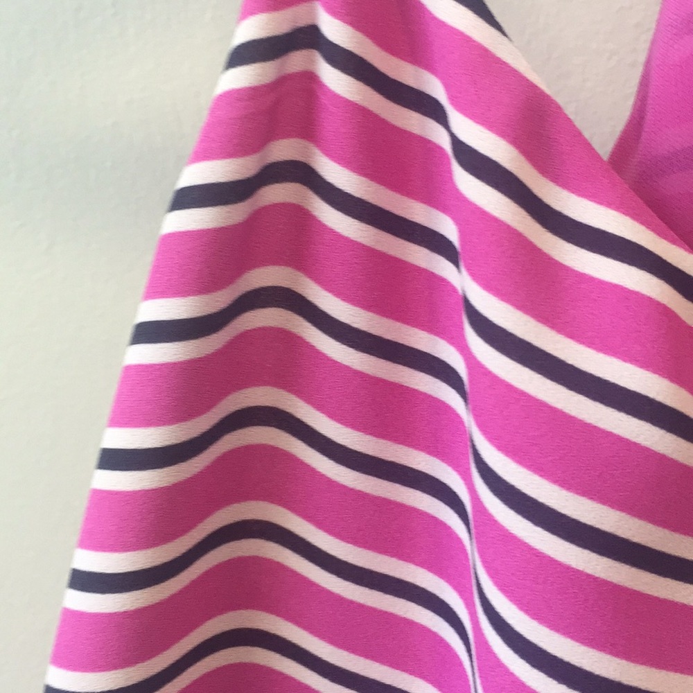 Loft Pink Striped Drapey Top Size M EUC - Picture 3 of 7